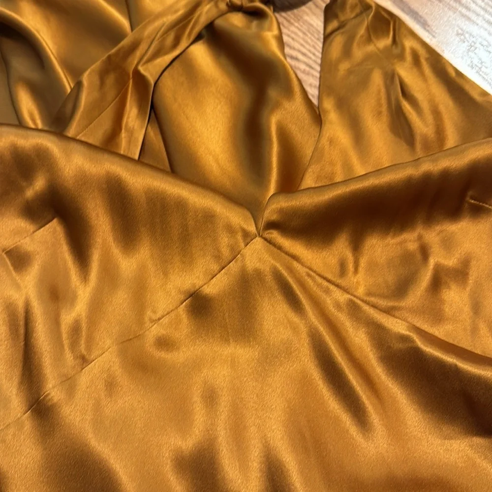 Reformation Daniela 100% silk copper maxi halter gown dress wedding fall size 8 - Picture 8 of 13